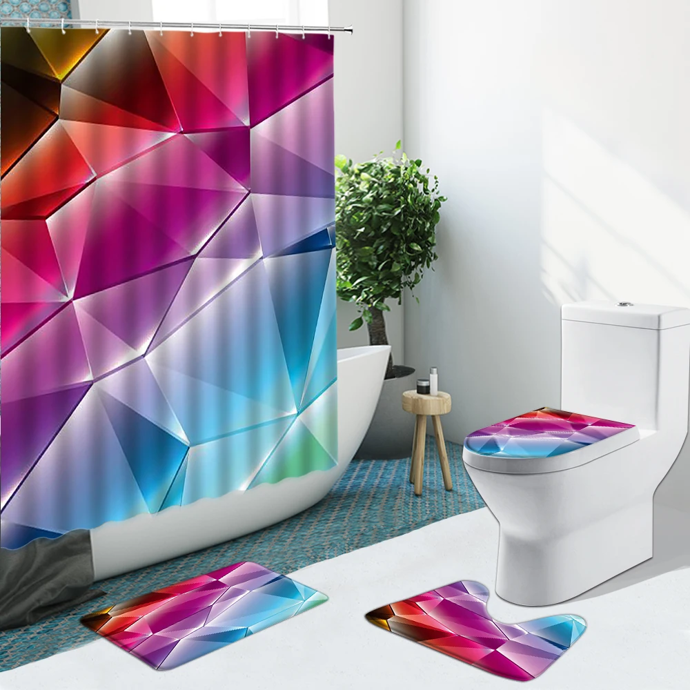 Креативная трехмерная занавеска для душа с красочным геометрическим узором