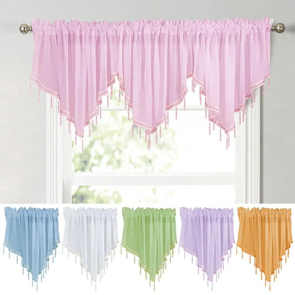 

Solid Color Triangle Shape Kitchen Short Curtain Window Valance Drape Home Decor