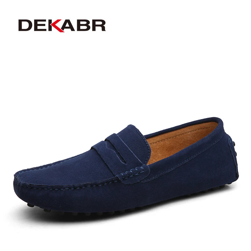 DEKABR-Mocasines de piel auténtica para hombre, zapatos masculinos informales, de moda para hombre, de suela plana, sin cordones, adecuados para conducir, talla 49