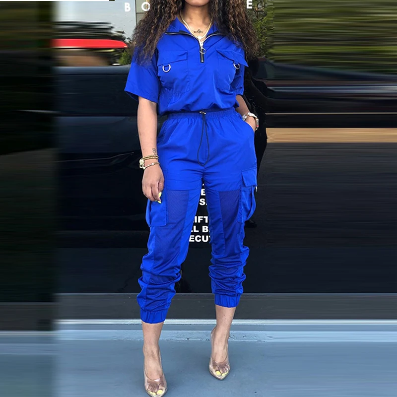 Женский спортивный костюм из двух частей размера плюс пуловер с коротким рукавом