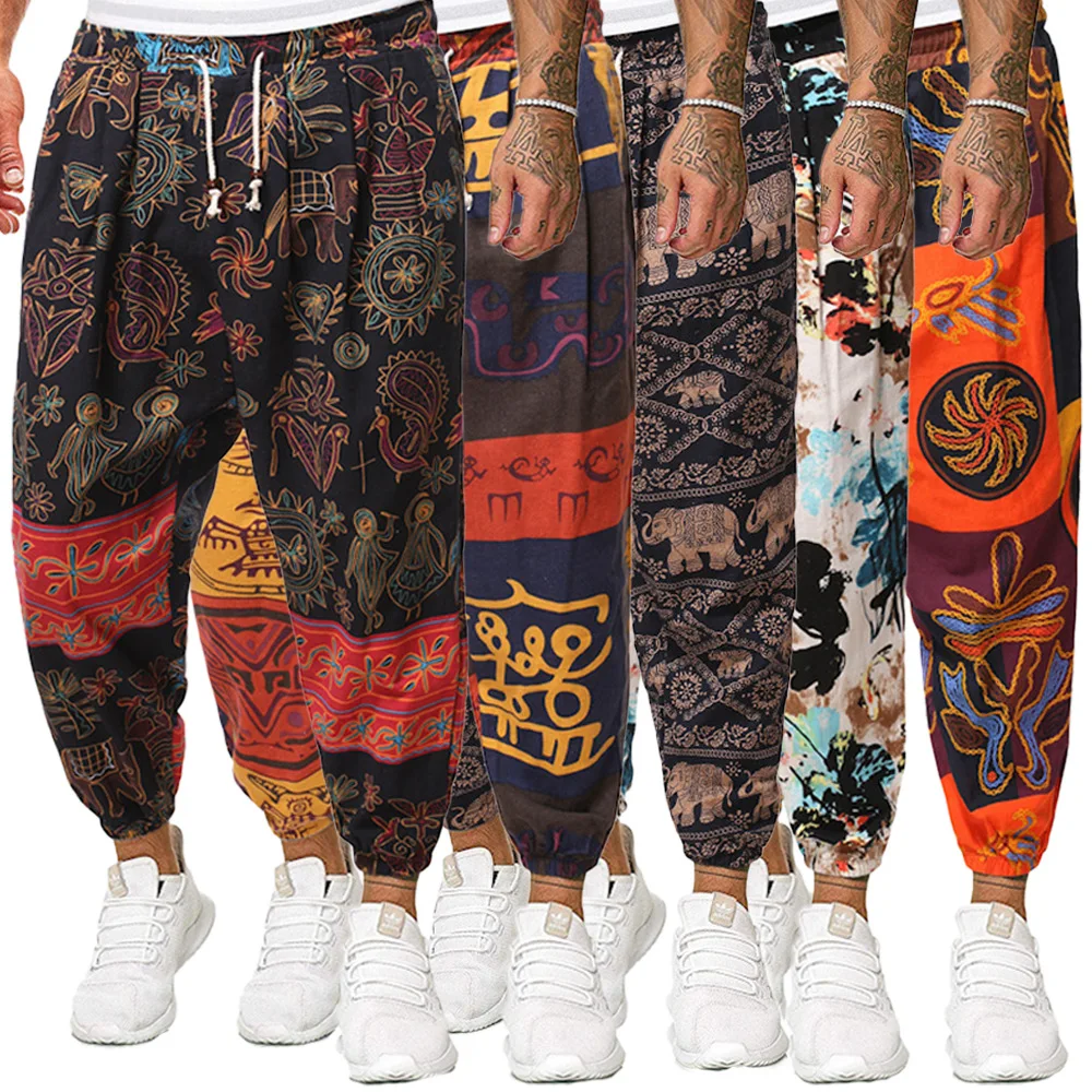 

Summer 2021 men's cotton and linen trousers Europe and the United States casual speed Yoga Pants hip-hop loose linen harem pants
