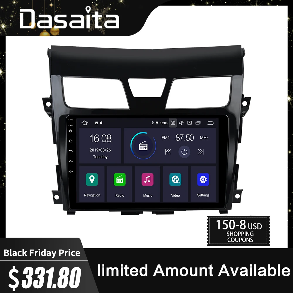 Dasaita 10," Android 9,0 Автомобильный gps плеер Navi для Nissan Teana Altima 2013 с 2G+ 16G четырехъядерный мультимедийный без DVD Nav