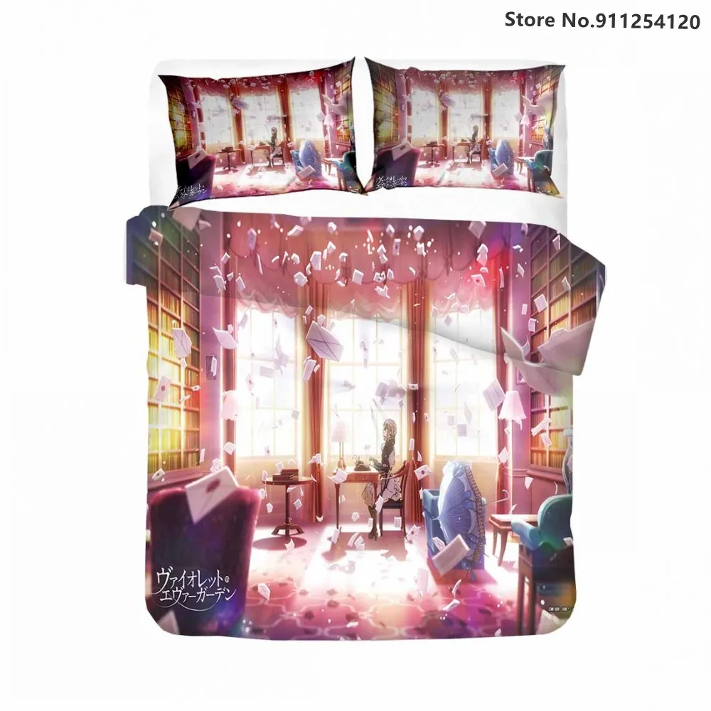 Фиолетовый комплект пододеяльников Evergarden постельное белье с Ниме комплекты