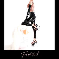 ftshist women shiny faux leather tight pants sexy metallic color high elastic patent leather legging high waist wetlook trousers
