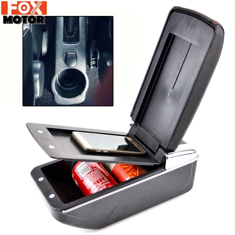 

Armrest For Renault Dacia Sandero Logan 2013 - 2017 Cup Holder 2014 2015 Storage Box Arm Rest Dual Leather Center Console BLK