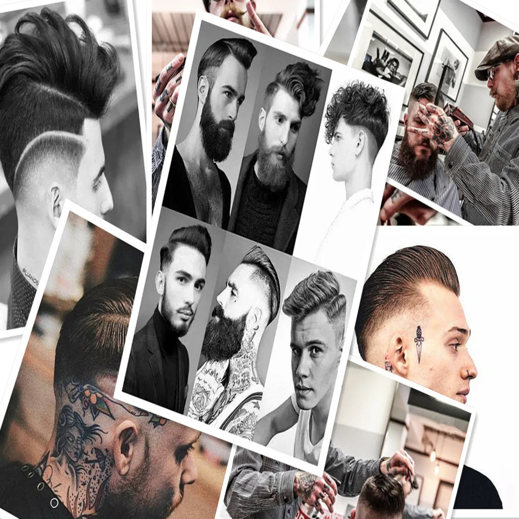 Ретро парикмахерские татуировки Узорчатая крафт-бумага постер Парикмахерская