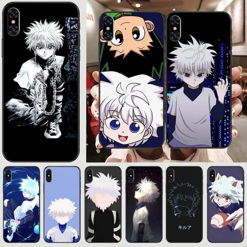 

Anime Hunter X Hunter Killua Zaoldyeck Phone Case For Black-Iphone 5 5s se 6 6s 7 8 11 12 X Xs Xr Pro Plus Max Mini Cover