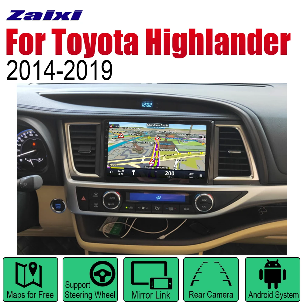 Автомагнитола ZaiXi 2 Din Android автомобильный плеер для Toyota Highlander XU50 серии 2014 ~ 2019 GPS