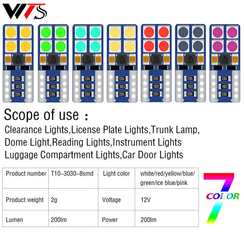 2 шт. Автомобильные светодиодные лампы T10 W5W 194 192 161 12 в 6000 К