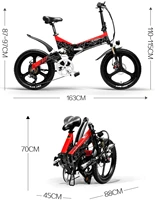 LANKELEISI G650 Electric Bicycle 20 x 24 inch Mountain Bike Folding Electric city Bike for Adult 400w 48v 104ah Battery