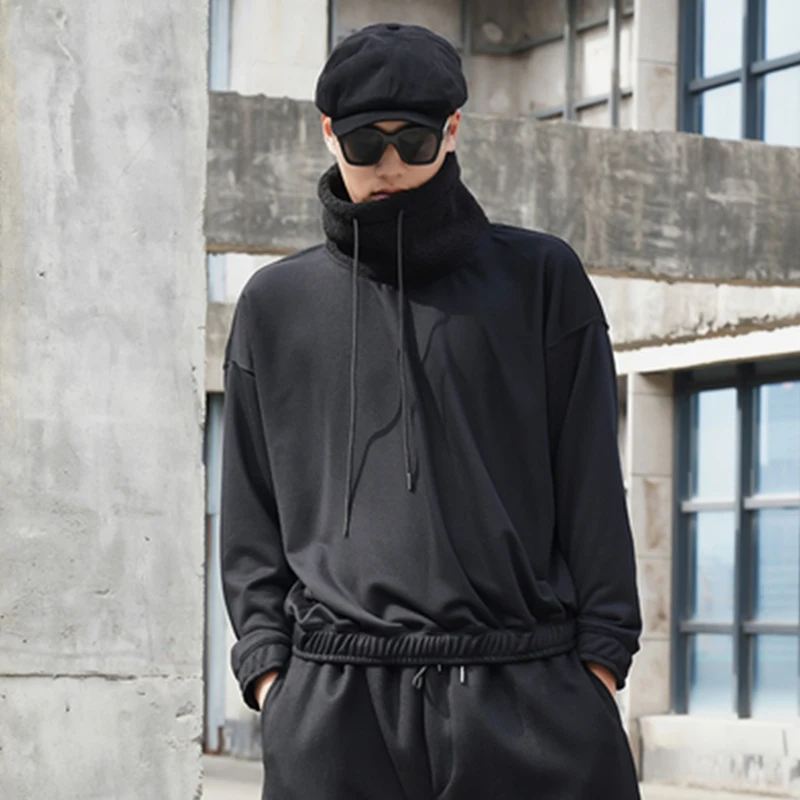 Зимний мужской свитер Черный Простой повседневный кашемировый с высоким