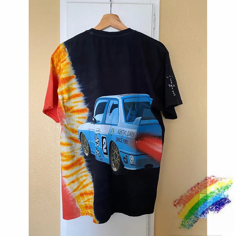 2020ss Astroworld Трэвиса Скотта Джека Мальчики Hotwheels галстук гонки краситель Тройник
