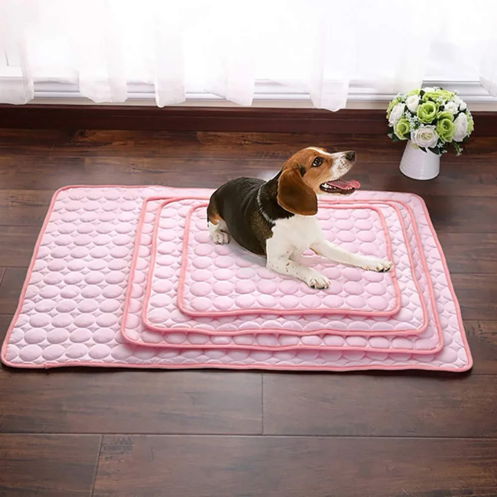 Pet Pad Summer Cooling Mat Dog Beds Mats Ice Cool Cold Silk Moisture-Proof Cooler Mattress Cushion Puppy Sleeping | Дом и сад