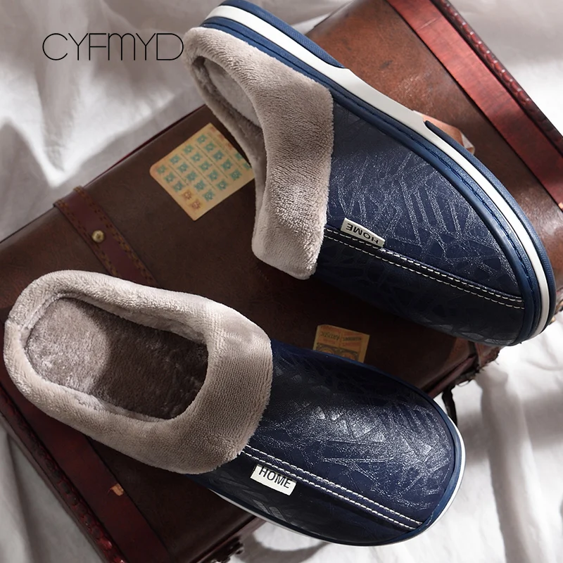 Women's shoes Indoor Slippers Memory foam Size 9-17 Non-slip Winter Ladies leather slippers Antifouling Family Home shoes