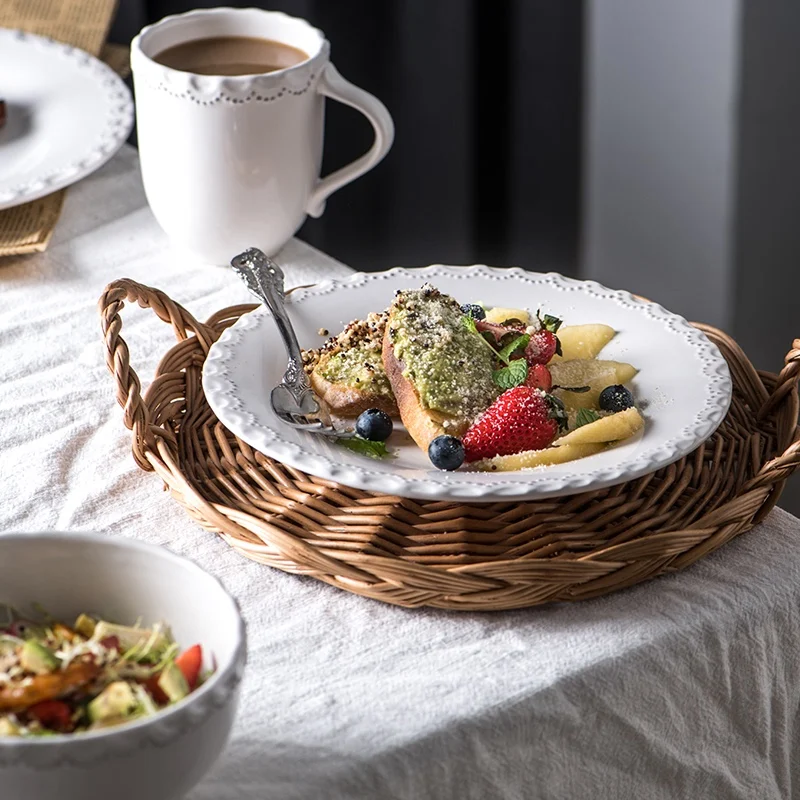 

European Style Dinner Plates White Retro Ceramic Vintage Dinner Plates Breakfast Set Vajilla Platos Home Accessories EI50TZ