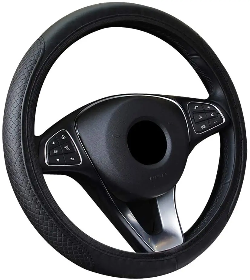 

Universal Leather Car Steering Wheel Cover 15 inch Breathable Auto Steering Wheel Cover