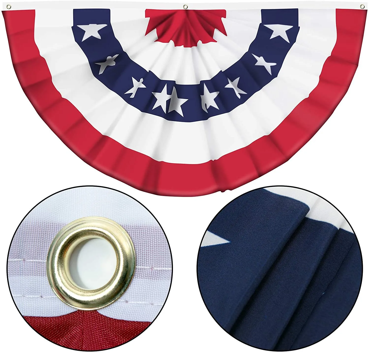

45X90CM USA Pleated Fan Flag American Patriotic Pennants with Washers Brass Decor Stars Outdoor Stripes Flag#g3