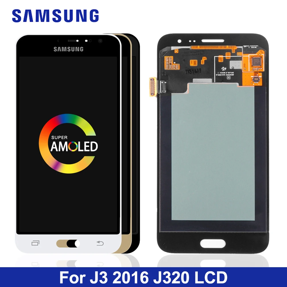 100% супер AMOLED lcd для samsung Galaxy J3 2016 J320 J320F J320H J320M J320FN s дисплей с кодирующий