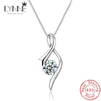 new fashion 925 sterling silver jewelry delicate ribbon zircon pendant necklaces women party wild note rhinestone clavicle chain