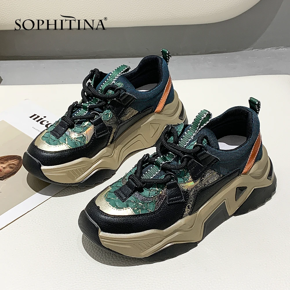 SOPHITINA Fashion Trend Sneakers Women Platform Casual Sports Mesh Breathable Lace Up Wild Running Shoes MO521 | Обувь