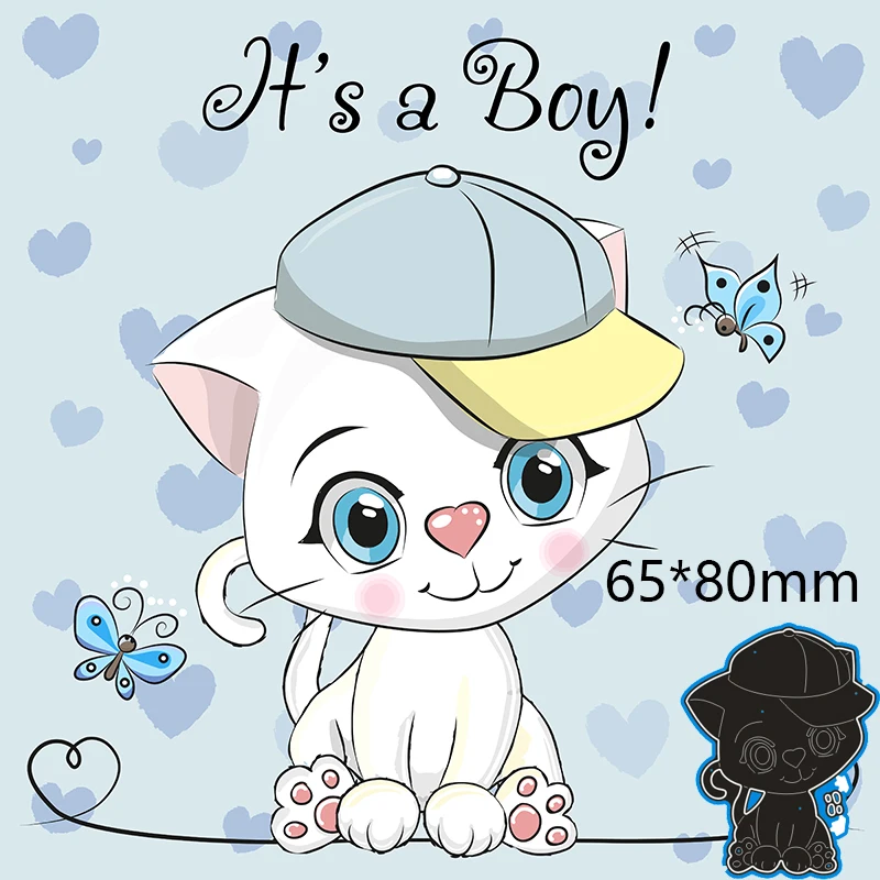 

New Metal Cutting Dies Kitten Wearing A Hat For Card DIY Scrapbooking stencil Paper Craft Album template Dies 65*80mm