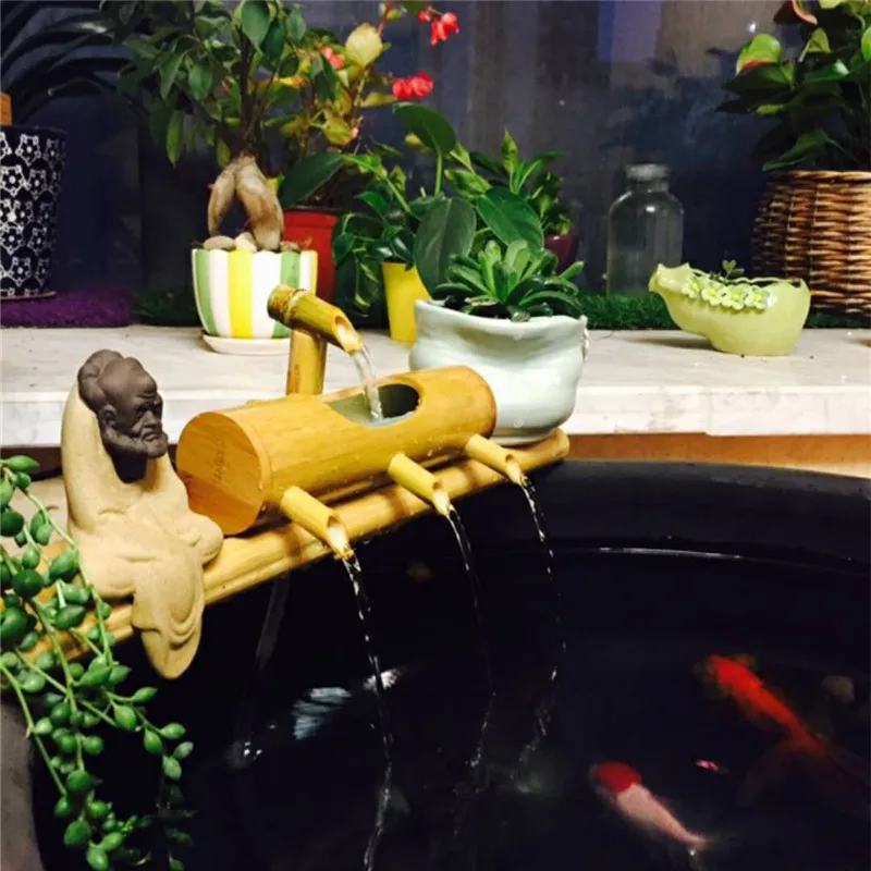 Бамбуковый аквариумный фонтан фэн-шуй для переработки воды украшение гостиной