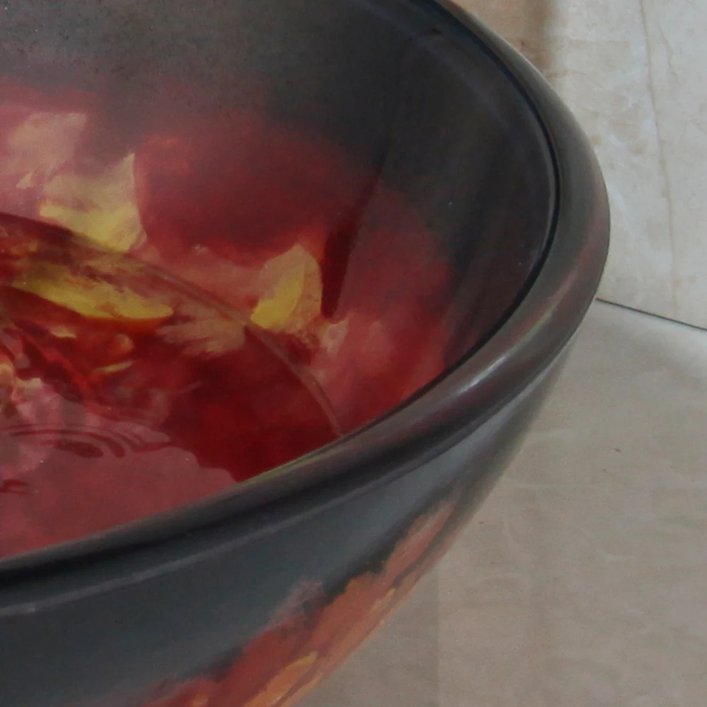 YANKSMART Tempered Glass Round Washbasin Bath Basin Sink Faucet Combo Set Deck Mounted Mixer Tap With Pop-up Drain Bathroom Kit |