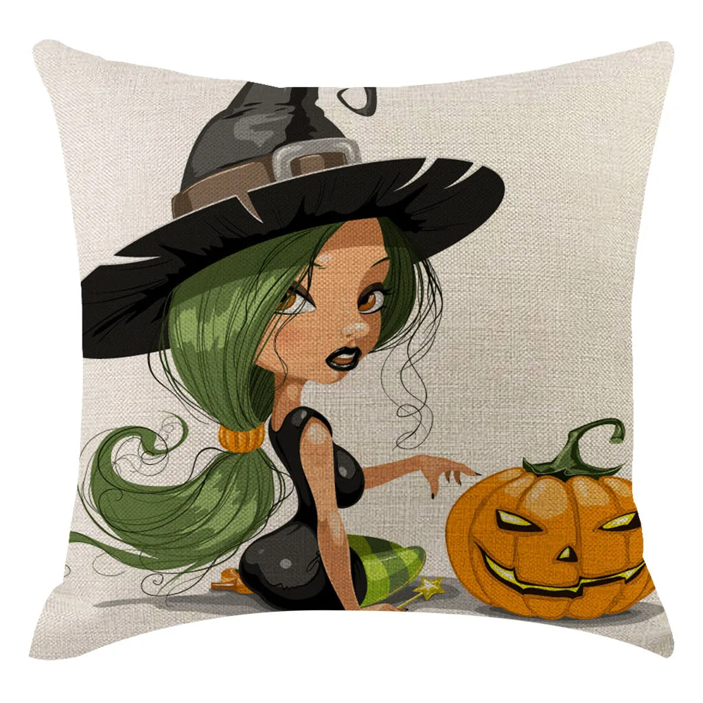 Halloween Pumpkin Witch Cat Owl Pillow Case Square Linen Home Hotel Pillowcase Fronha travesseiro Fronhas decorativas capa de | Дом и сад