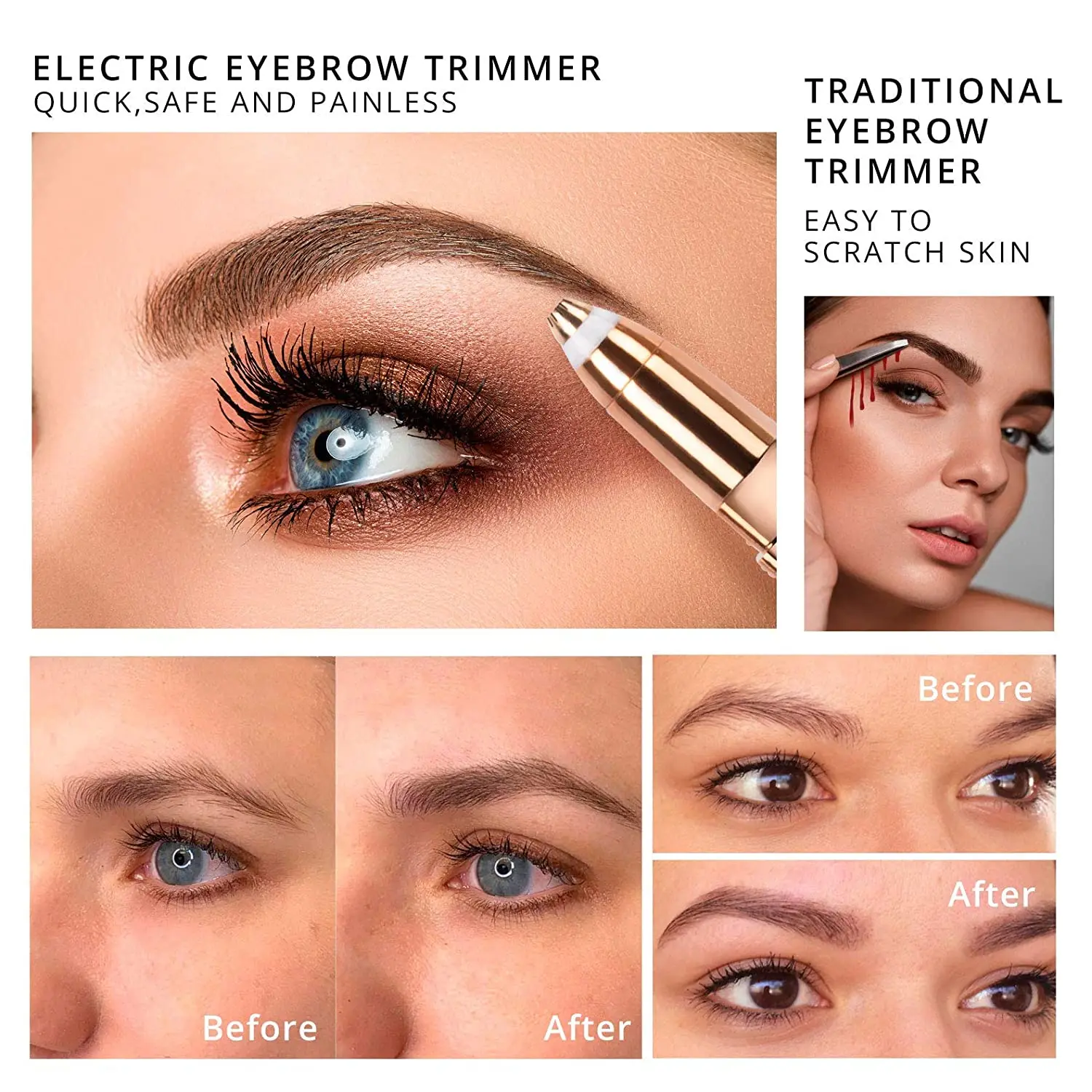 

Electric Eyebrow Trimmer Painless Eye Brow Epilator Mini Lipstick Shaver Razor Facial Hair Remover for Women