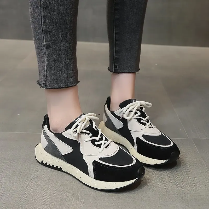 

2021 Fashion Women Luxury Wedge Sneakers Female Thick Sole Casual Shoes Spring Lady Chunky Flats Women Platform Sneakers