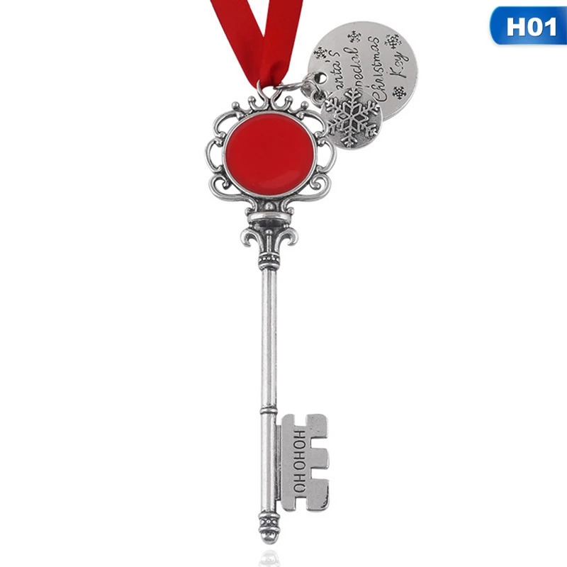 

1PC Christmas Magic Santa Key Chain Santa Claus Door Key Ornament With Ribbon Bow For Christmas Decoration