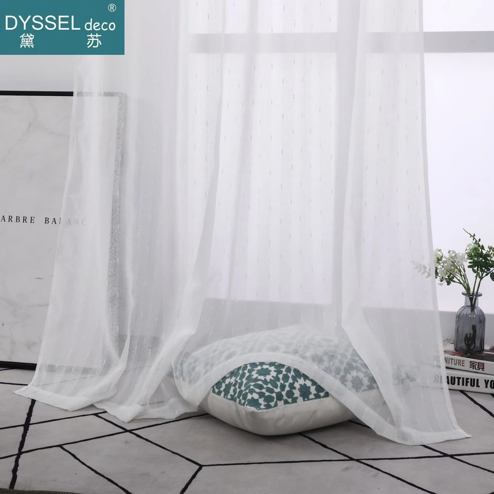 Современные льняные полосатые снежные тюлевые люверсы Dyssel Deco в европейском