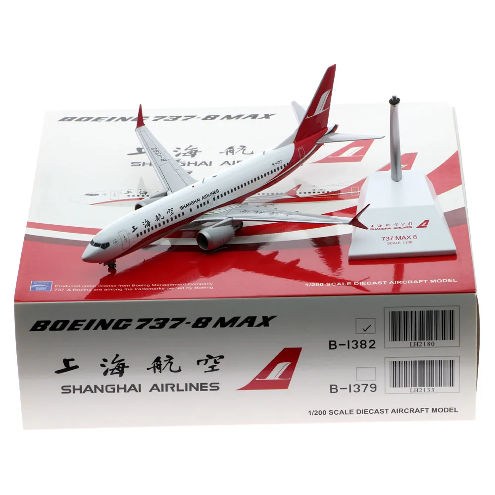 

1:200 Alloy Collectible Plane Gift JC Wings LH2180 Shanghai Airlines "SKYTEAM" Boeing 737-8MAX Diecast Aircraft Jet Model B-1382