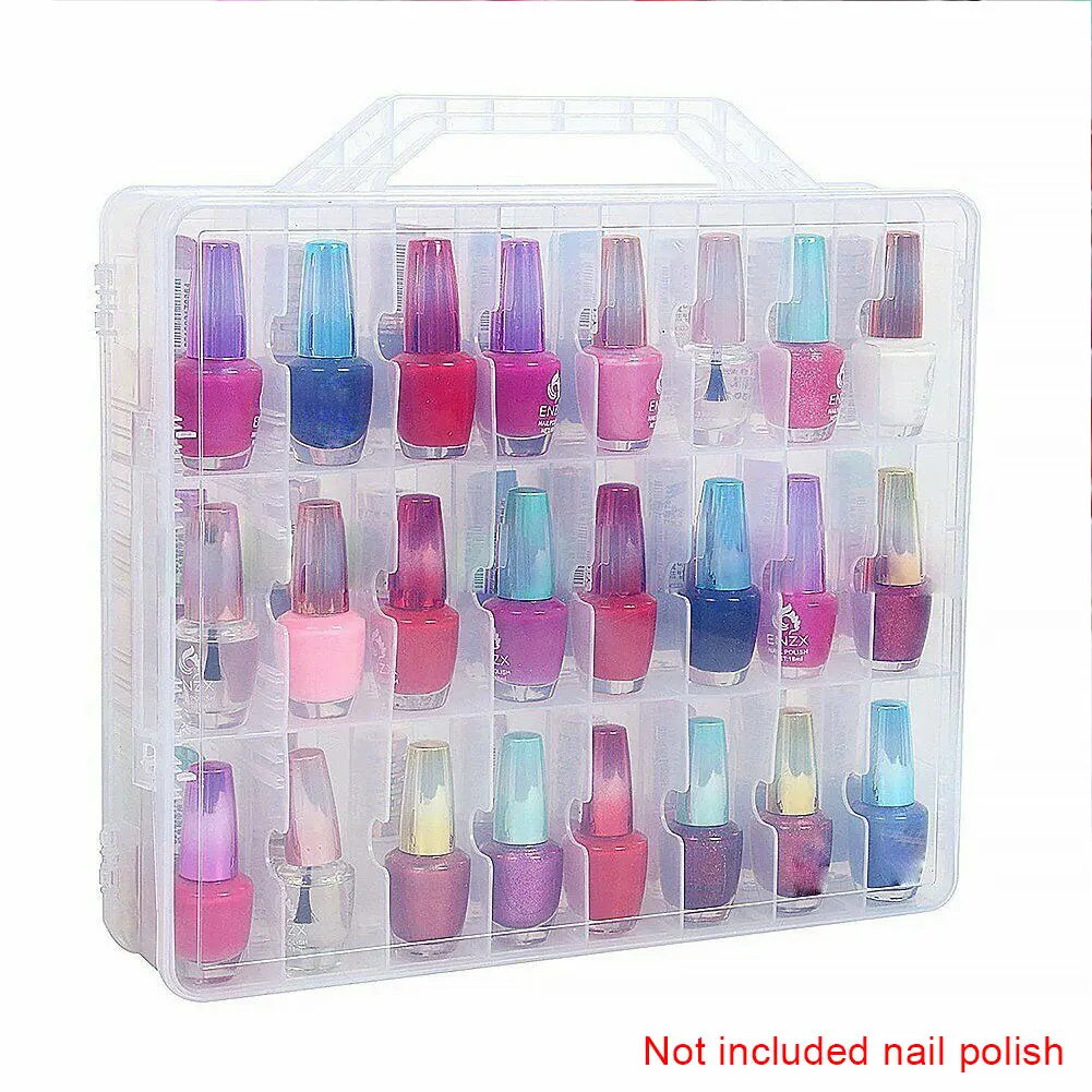 

48 Bottles Storage Case Compact Holder Double Side Universal Adjustable Space Clear Nail Polish Organizer Gel Plastic Divider