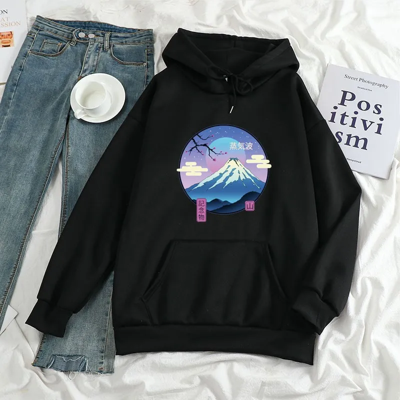

Новинка 2022, японский пуловер с принтом в виде пейзажа Fuji, одежда для мальчиков, уличная одежда, модные толстовки в стиле Харадзюку