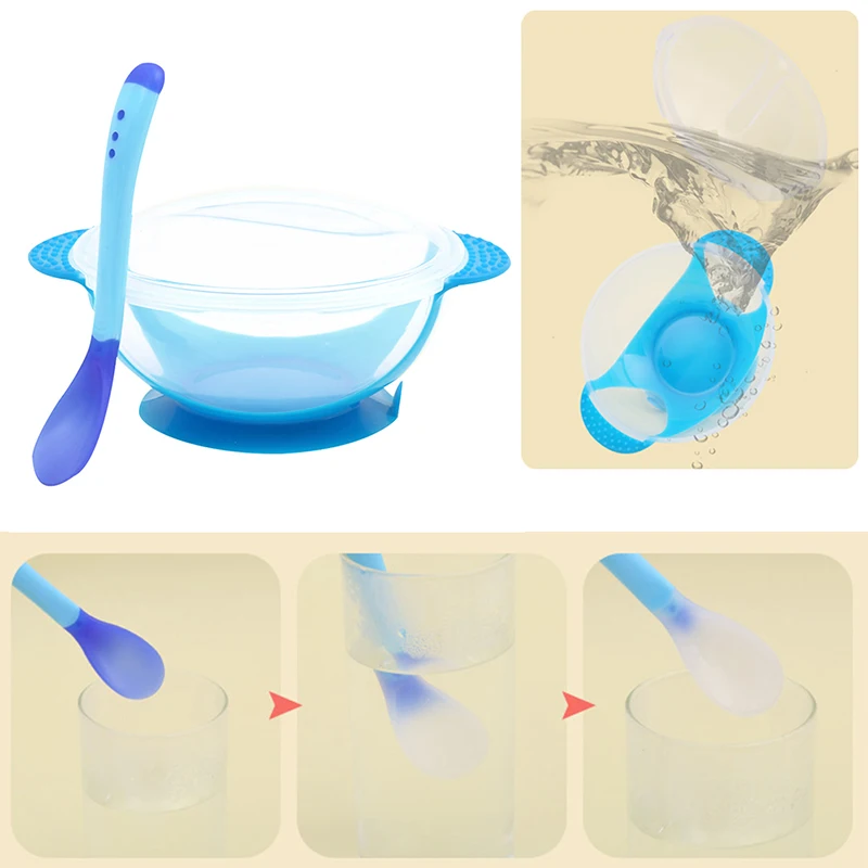 1 шт. практичная детская посуда столовая чаша на присоске с датчиком температуры