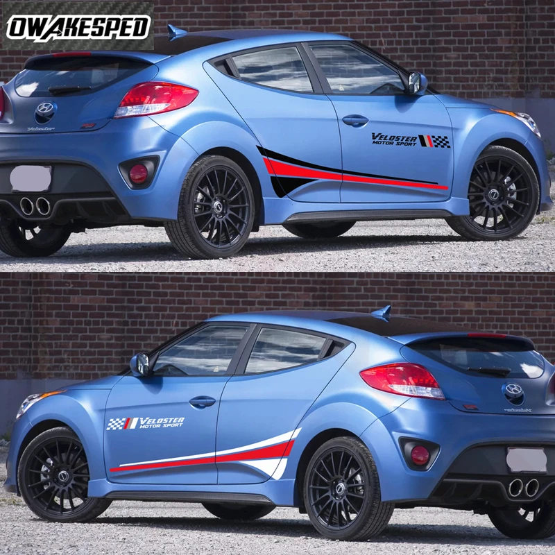 

1set Car Door Side Sticker For-Hyundai Veloster Auto Body Decor Vinyl Decals Exterior Accessories Racing Sport Stripes