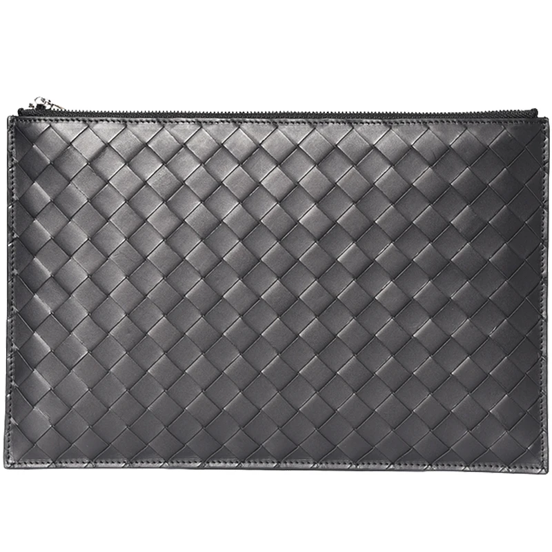 

Men's Clutch Bag Hand Bags Luxury Brand 2020 Newest Mens Genuine Leather Women Woven Calf Clutches Design Simple Envelope Thin