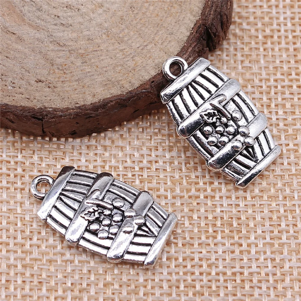 

WYSIWYG 10 шт., 25x14 мм, подвески в виде бочонка вина, аксессуары для ювелирных изделий, античный серебряный цвет, античная бронза