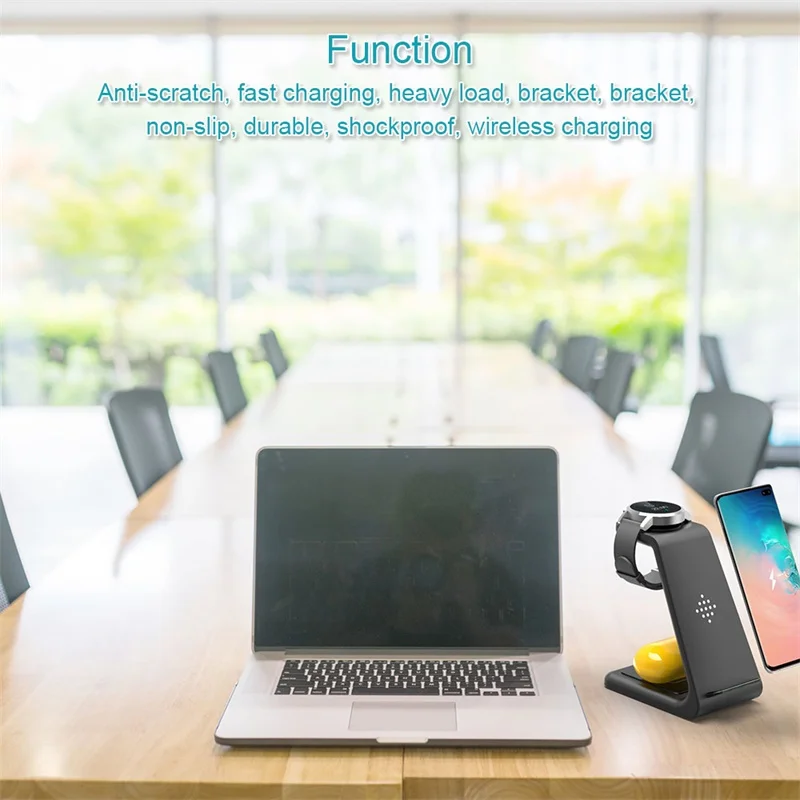 

3 in 1 Qi Wireless Charging Station For iPhone11Pro/Xr/Xs/AirPods Pro/iWatch5 Wireless Charger For SamsungS10/Buds/Watch Willkey