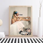 Девушка с жемчугом Серьги смешной Вдохновенный плакат ванная пародия Холст Картина Настенный декор