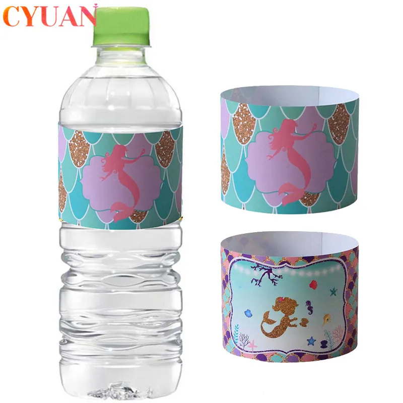 24 шт. русалка вечерние украшения Наклейка для бутылок с водой ярлыки Baby Shower или