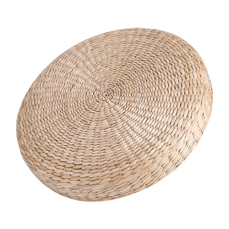 

Floor Pillow Eco-Friendly Round Straw Cushion Hand Woven Tatami Floor Mat Yoga Tea Ceremony Meditation Pad 40x6cm