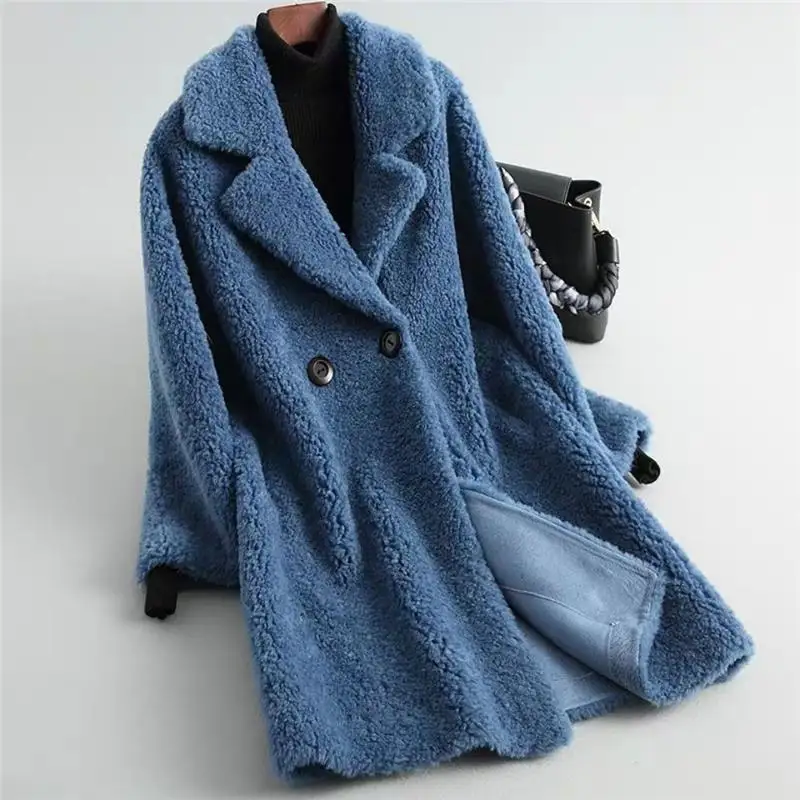 

Women 2020 Autumn Winter Faux Fur Coat Female Casual Loose Warm Fake Wool Fur Overcoats Fashion Lapel Soft Fluffy Outerwear R58