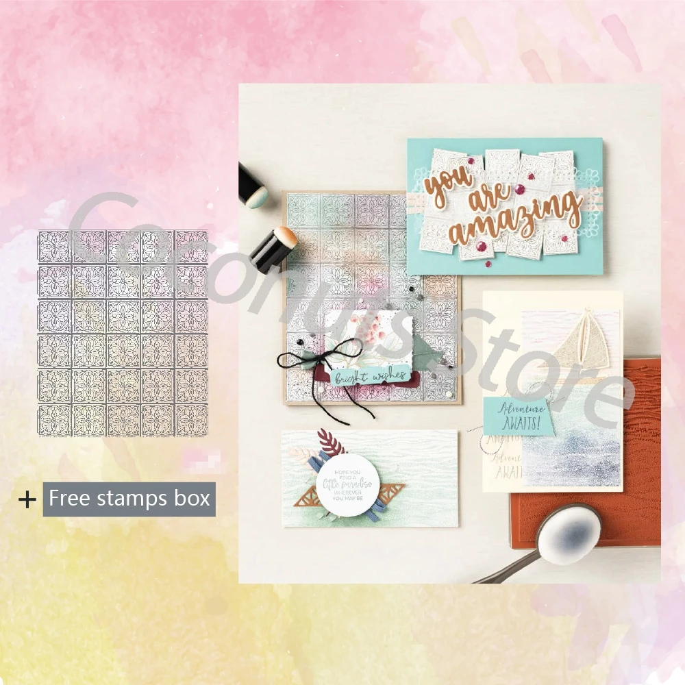 

Rectangular Pattern Clear Stamps No Cutting Dies For Diy Stamps Scrapbook Embossed Paper Card Photo Album Decoration Stamps