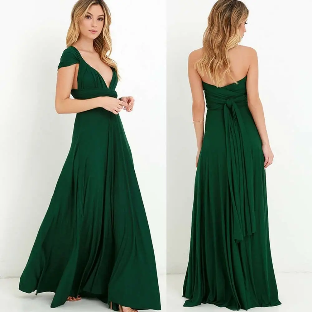Женское длинное вечернее платье-трансформер элегантное платье макси с глубоким