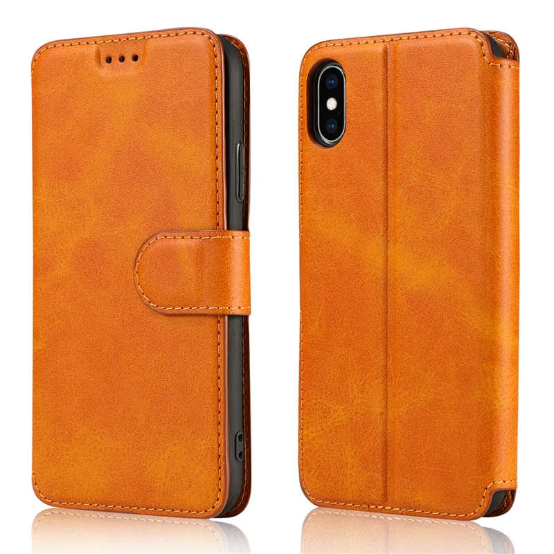 Роскошный кожаный чехол для iPhone XS Прочный Магнитный кошелек с откидной крышкой и