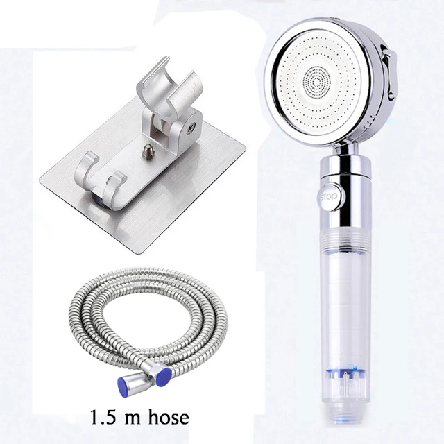 shower head set VEHHE 3-Функция фильтр хлопок Насадки для душа со стоп-сигналами Кнопка Ванная комната мульти Функция 80 мм сопла гальваническим воды для душа - Цвет: shower head set