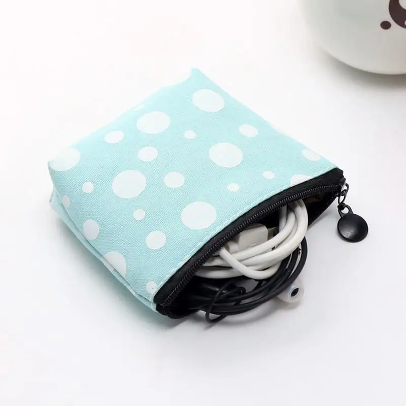 Холщовые кошельки для мелочи женский маленький кошелек мини в горошек отделение