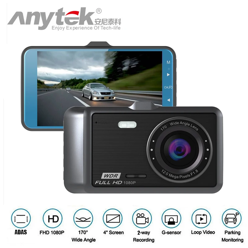 Автомобильная мини камера anyket A60 ADAS автомобиля 4 дюйма IPS Экран 1080P HD 170 градусов